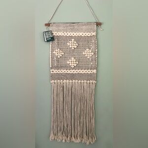 Karma Cream, Tan, off white Textured Macrame Wall Hanging. Home decor tapestry
